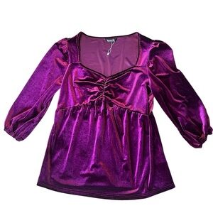 BloomChic Burgundy Velvet Women's Top Sz 14